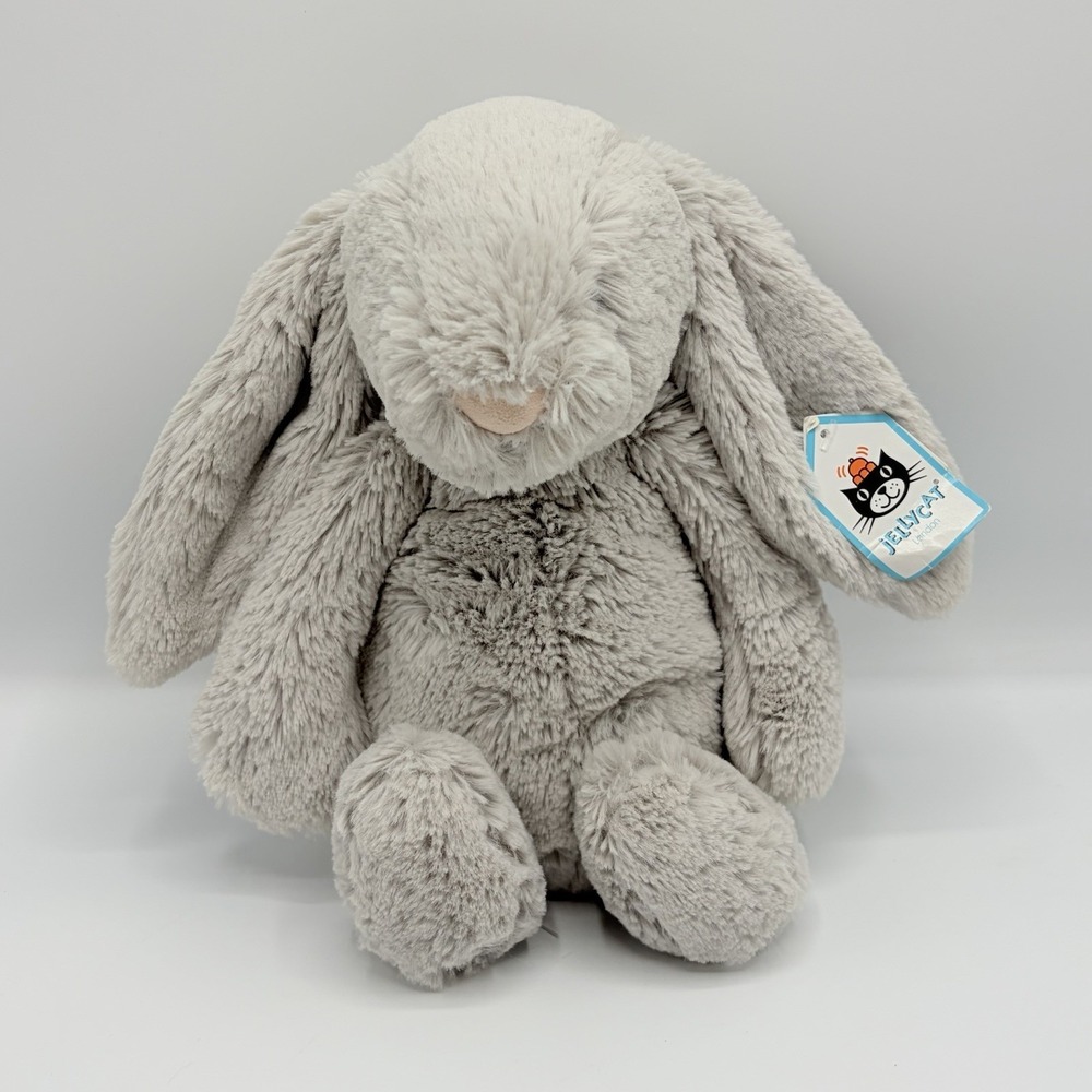 NWT Jellycat Bashful Bunny Plush Silver Grey Medium 12" Stuffed Animal Cute Soft